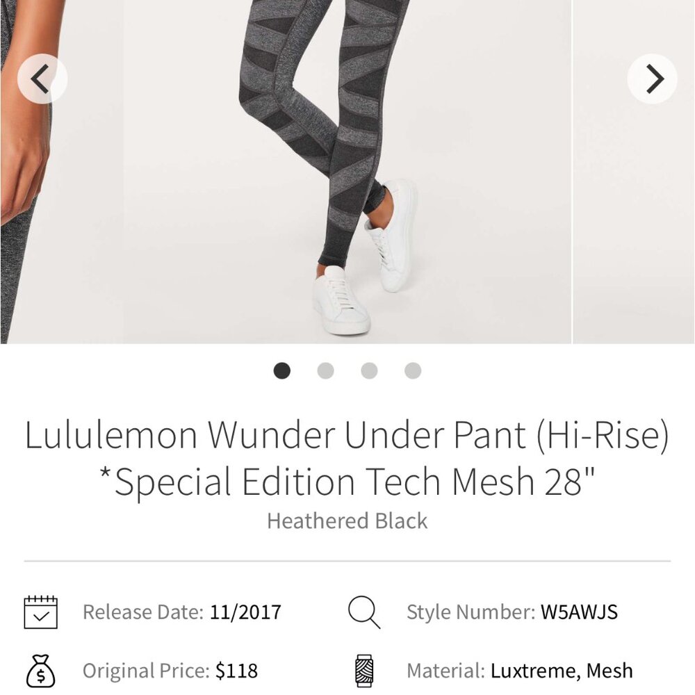 Lululemon Wunder Under Pant (Hi-Rise) *Special Edition Tech Mesh 28" size 4 - Picture 3 of 6